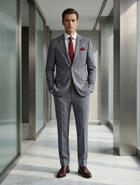 Чоловічий одяг Класичні костюми SLIM М сірий 65 % POLY , 35% VISKON E33 Light grey ZI.GANALI