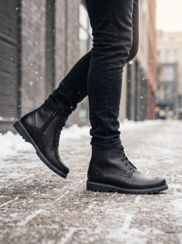 Winter boots (Черевики)  М чорний шкіра 867 black RIKO