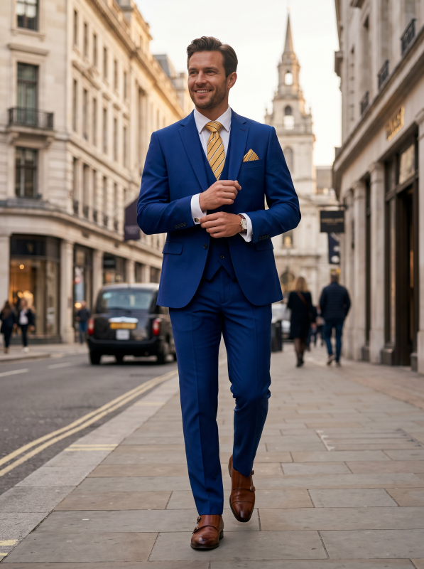 Чоловічий одяг Класичні костюми SLIM FIT М синій 80% WOOL, 20% VISCOSE 854 ROMASTER