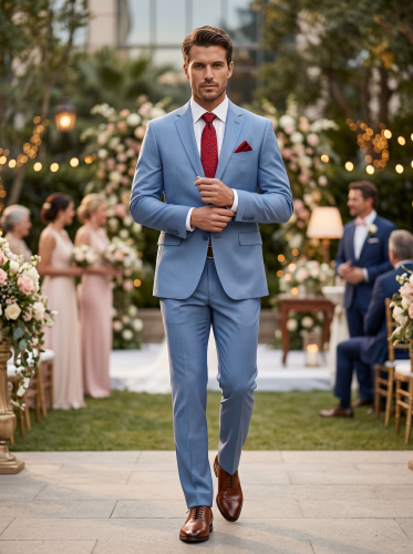 Чоловічий одяг Класичні костюми SLIM FIT М блакитний 86% WOOL, 10% POLYAMID, 4% LUCRA YUNSA 386-07 BLUE AMONCE