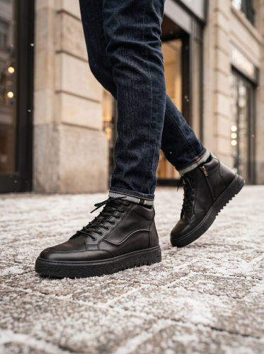 Winter boots (Черевики) натуральне хутро М чорний шкіра 46916988-ш KADAR