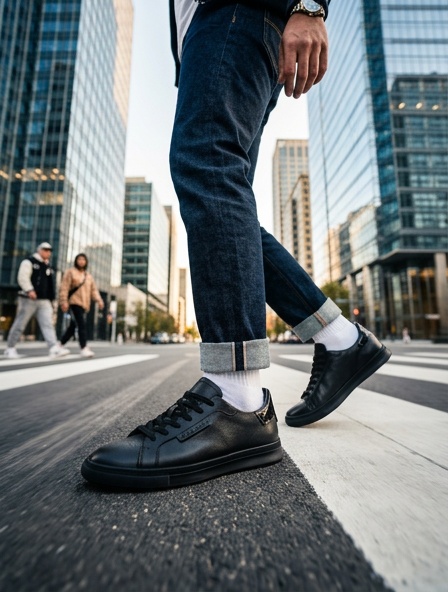 SPORTS SHOES ( КРОСІВКИ)  М чорний шкіра 2277AN-0207 Black Cosottinni