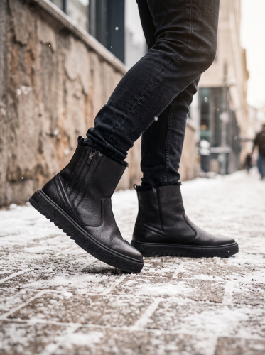 Winter boots (Черевики) на цигейці М чорний теляча шкіра 4273988-M KADAR
