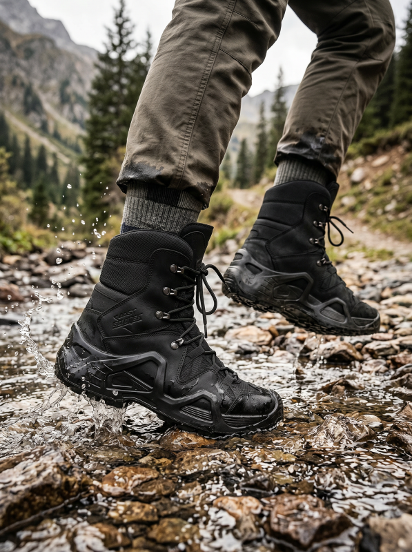 Tactical shoes (Тактичне взуття) водовідштовхувальний матеріал М чорний шкіра 1490 NS Scooter