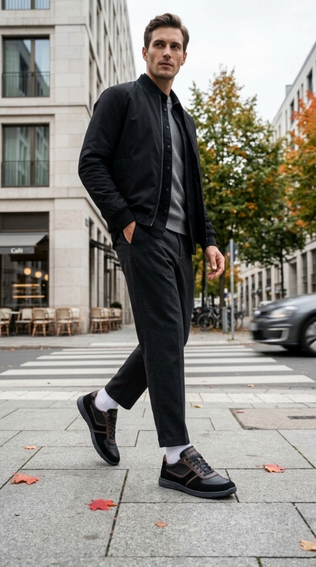 Sneakers (Кросівки) М чорний шкіра D-2700S Black Conhpol