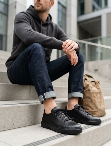 Sneakers (Кросівки) М чорний шкіра 4105088 KADAR
