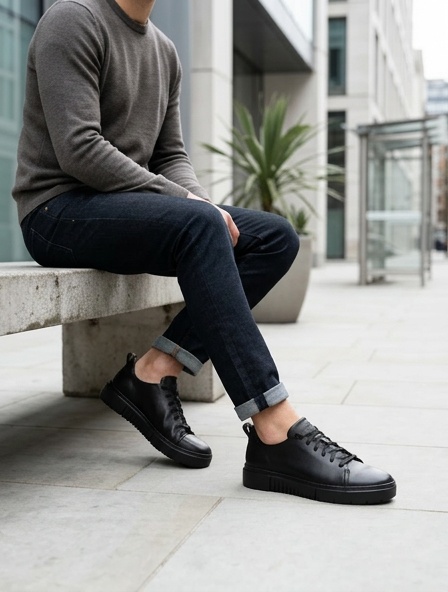 Sneakers (Кросівки) М чорний шкіра 4105088 KADAR