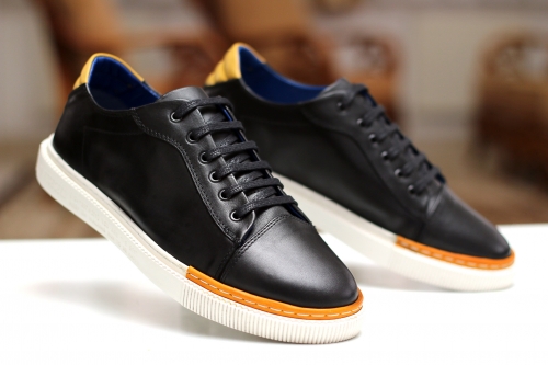 Sneakers (Кросівки) М чорний шкіра C7702 BLACK LUCIANO BELLINI