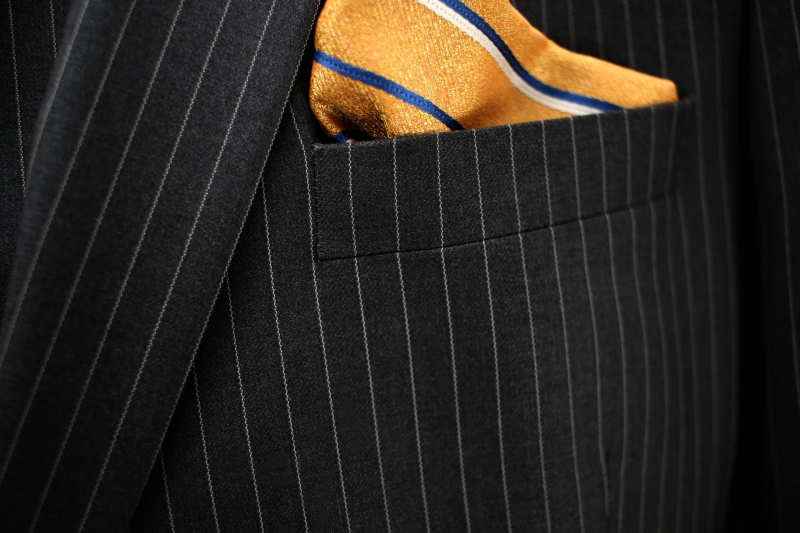 Чоловічий одяг Класичні костюми SLIM FIT полоска М чорний 76% WOOL, 20% POLYAMID, 4% LUCRA C-44 GONZALES