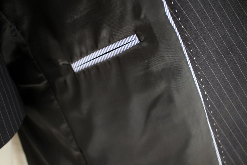 Чоловічий одяг Класичні костюми SLIM FIT полоска М чорний 76% WOOL, 20% POLYAMID, 4% LUCRA C-44 GONZALES
