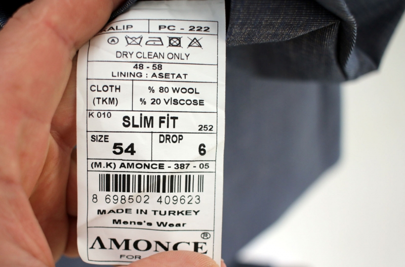 Чоловічий одяг Класичні костюми SLIM FIT М сіро-синій 80% WOOL, 20% VISCOSE K 010 GREY AMONCE