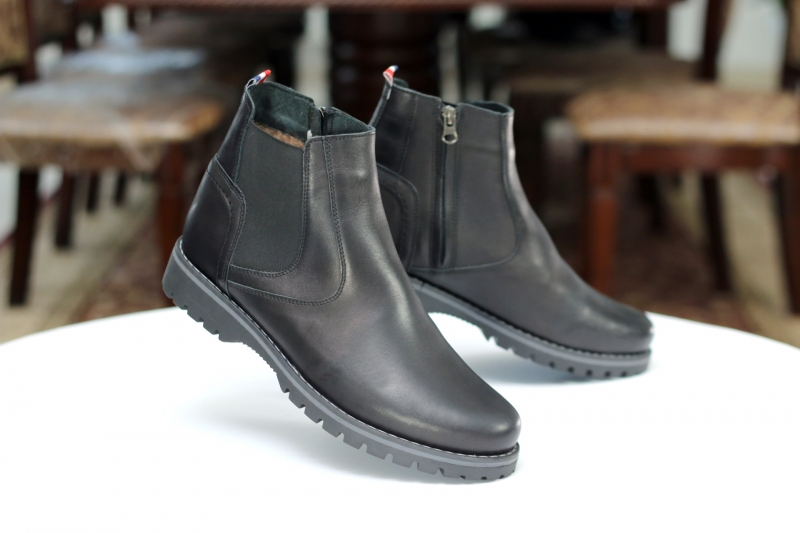 Winter boots (Черевики) натуральне хутро М чорний шкіра 962 black RIKO