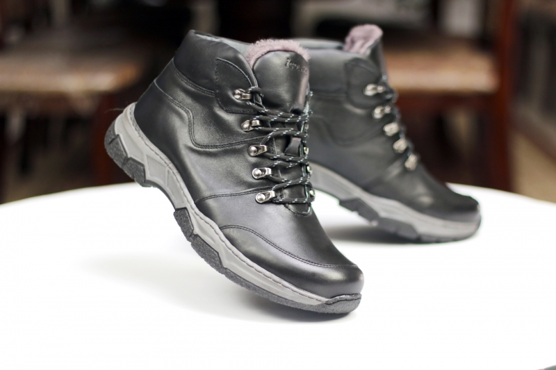 Winter boots (Черевики)  М  чорний шкіра 016-459 bllack IGUANA