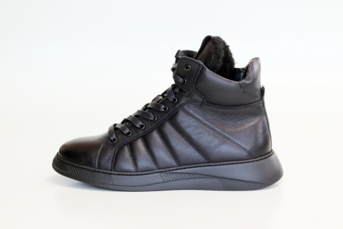 Winter boots (Черевики) на натуральному хутрі М чорний шкіра 4008988-ш KADAR